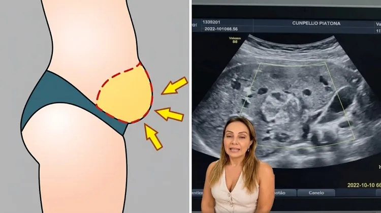 Gordura acumulada na barriga e ultrassom do figado